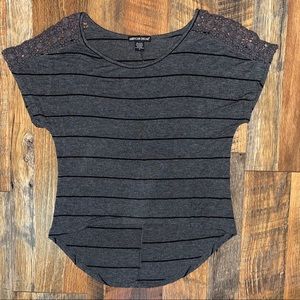 American Dream Lace and Stripe T-shirt